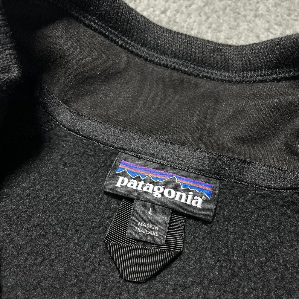 Patagonia Better Sweater Mens Large Black 1/4 Zip Mock Neck Fleece Pullover - Picture 3 of 9